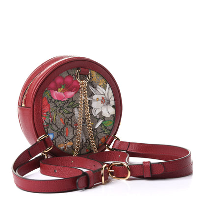 Gucci GG Supreme Monogram Web Flora Mini Ophidia Round Backpack Red 3 of 11