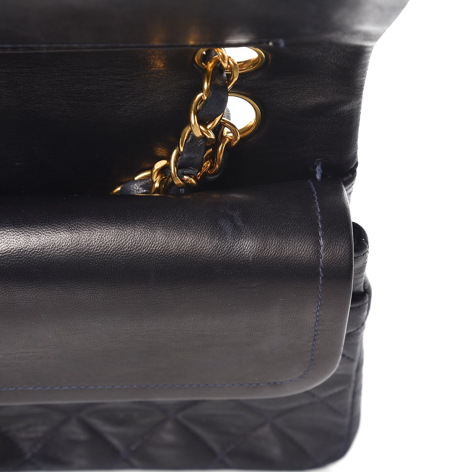 Chanel Lambskin Quilted Medium Double Flap Navy 11 of 14
