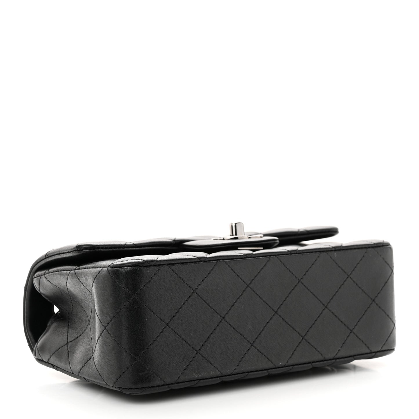 Lambskin Quilted Mini Rectangular Flap Black