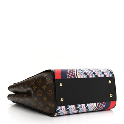 Louis Vuitton Calfskin Monogram Kimono Tote MM Rouge Navy 8 of 28