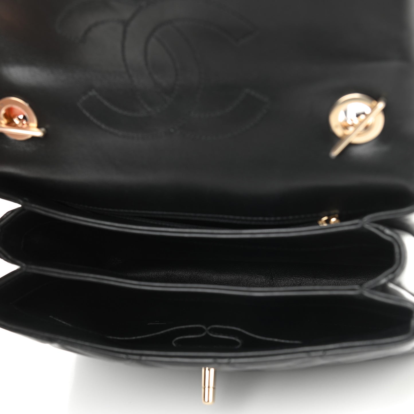 Lambskin Quilted Small Trendy CC Dual Handle Flap Bag Black