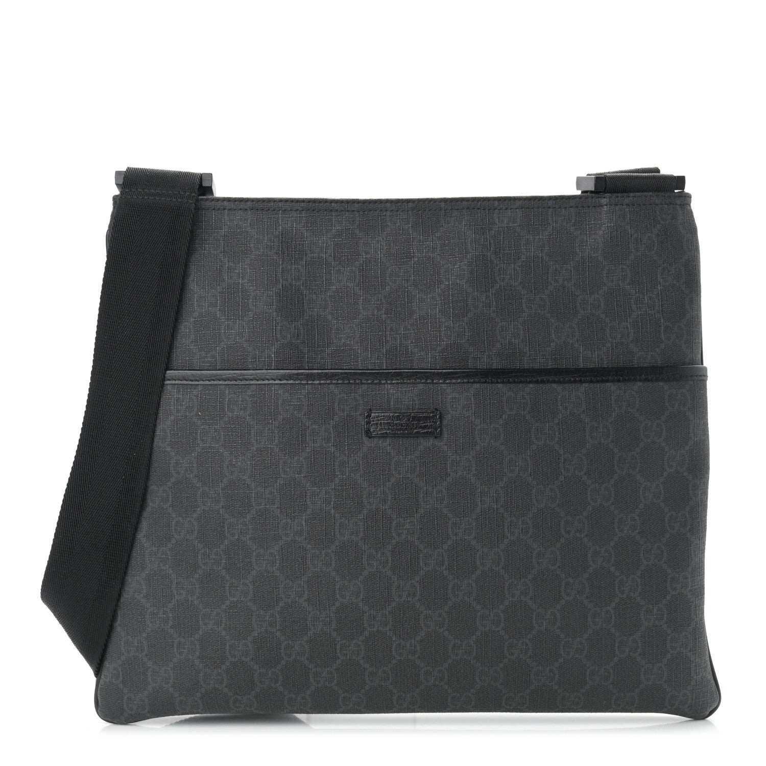 Gucci GG Plus Monogram Medium Flat Messenger Bag Black 1 of 10