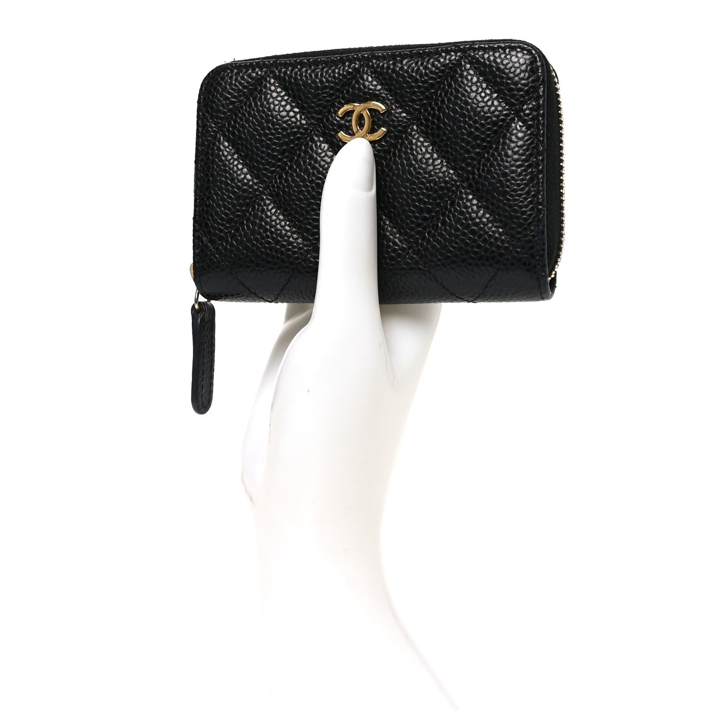 Caviar Quilted Zip Coin Purse Black