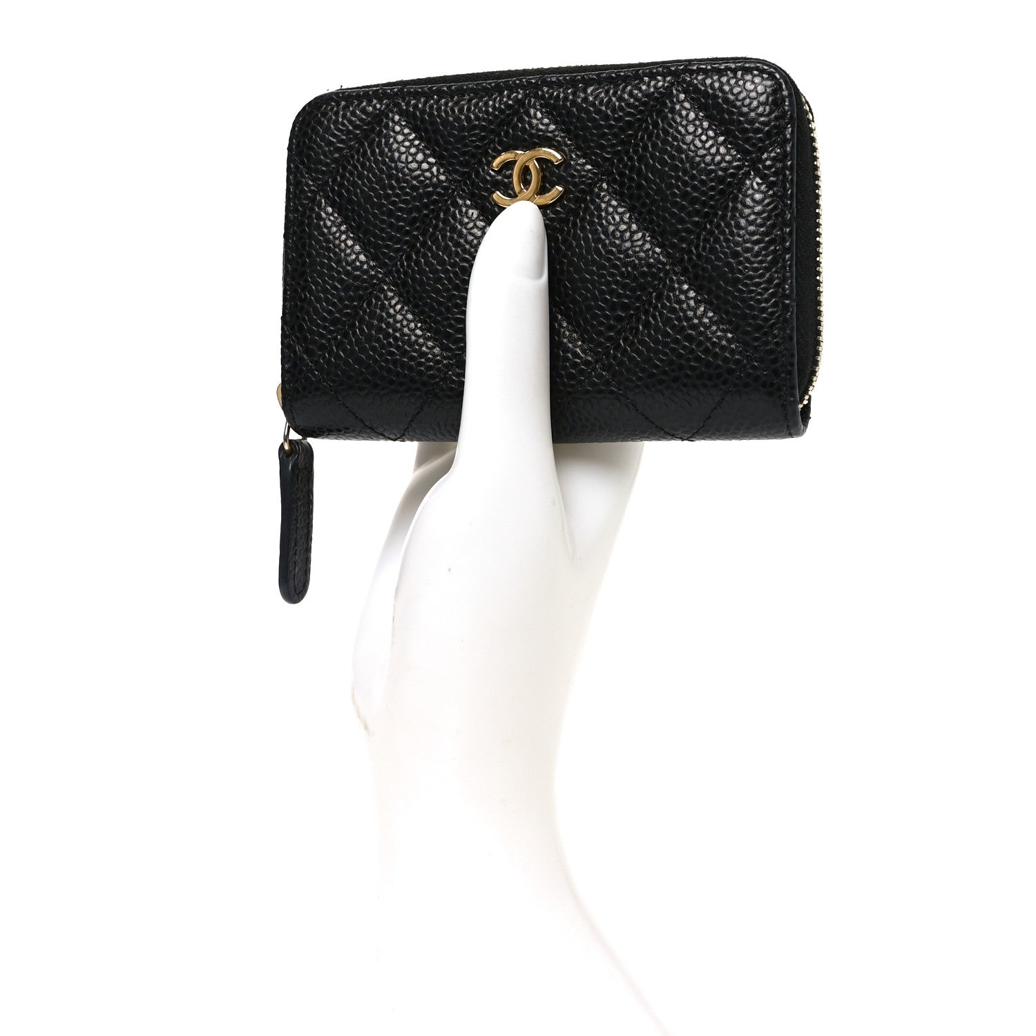 Chanel Caviar Quilted Zip Coin Purse Black 2 of 8