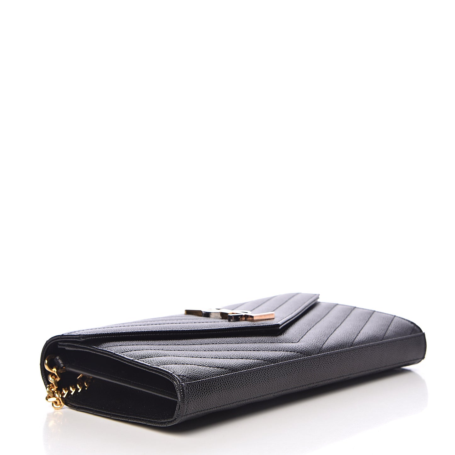 Grain De Poudre Matelasse Chevron Monogram Chain Wallet Black