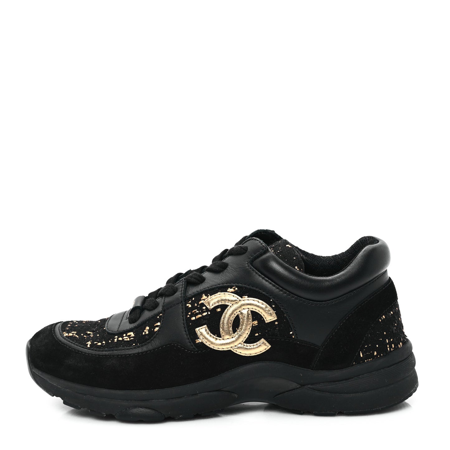 Suede Tweed CC Sneakers 38 Black Gold