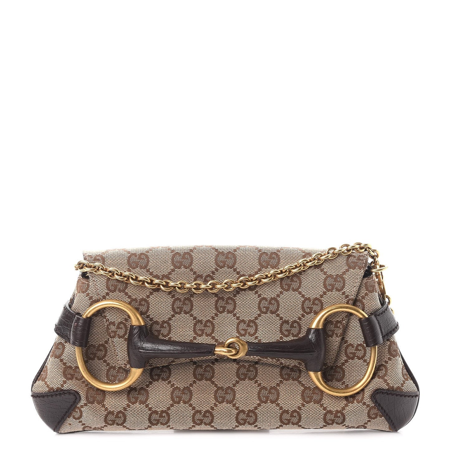 Monogram Horsebit Clutch Dark Brown