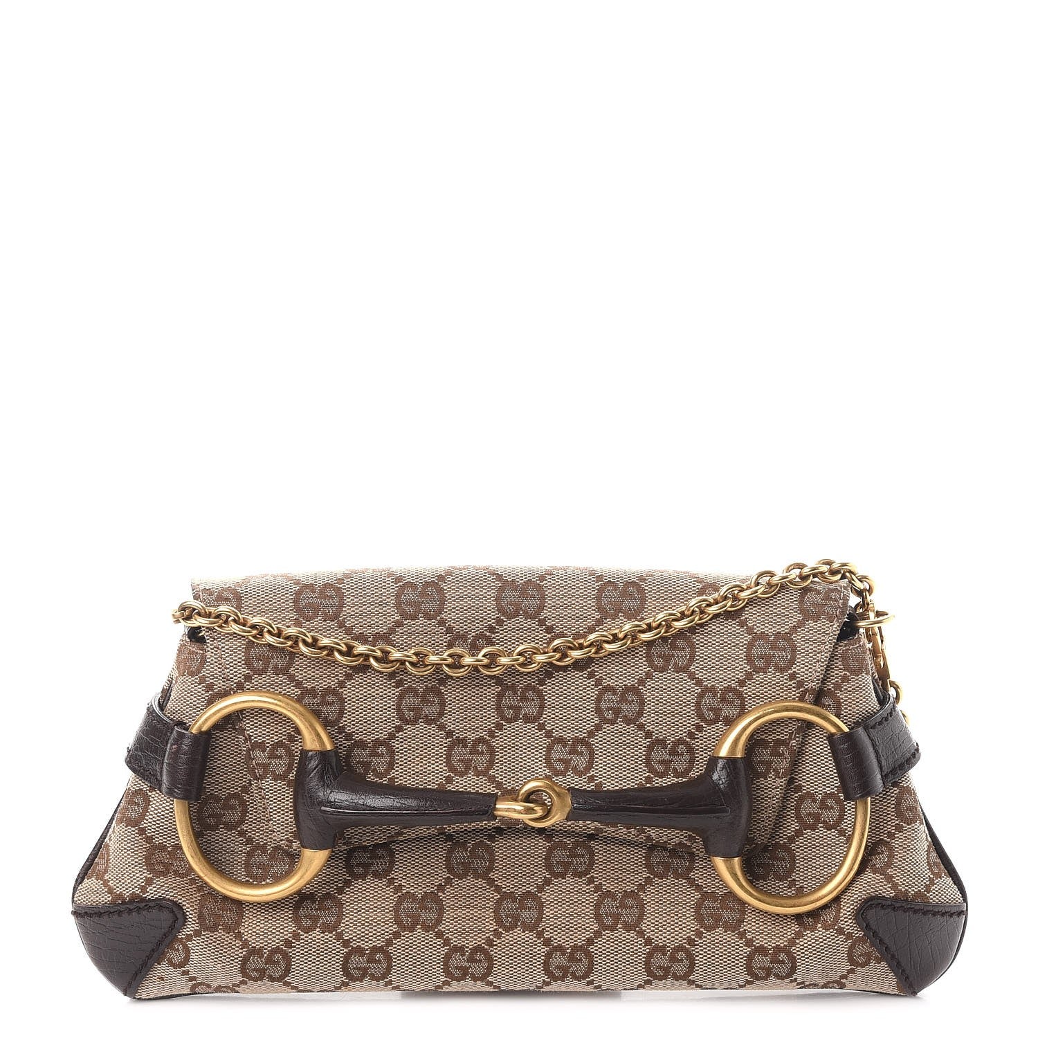 Gucci Monogram Horsebit Clutch Dark Brown 1 of 9