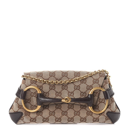 Gucci Monogram Horsebit Clutch Dark Brown 1 of 9