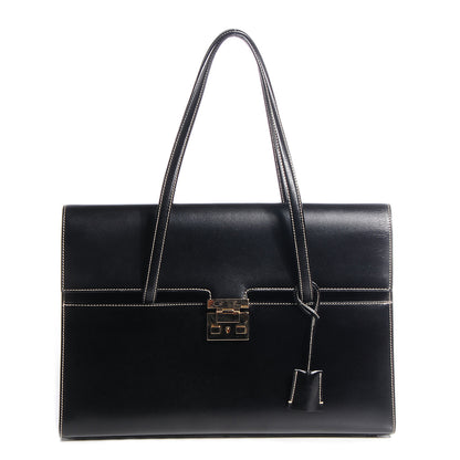 Gucci Leather Lady Lock Flap Tote Black 1 of 14