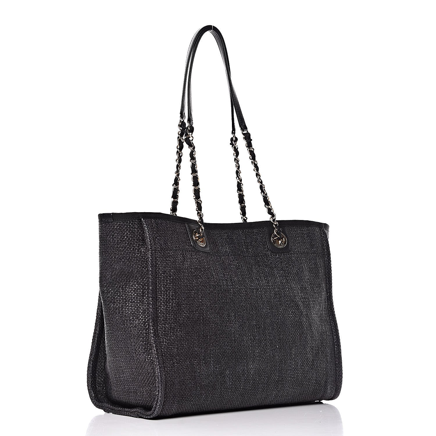 Chanel Woven Straw Raffia Small Deauville Tote Black 3 of 11
