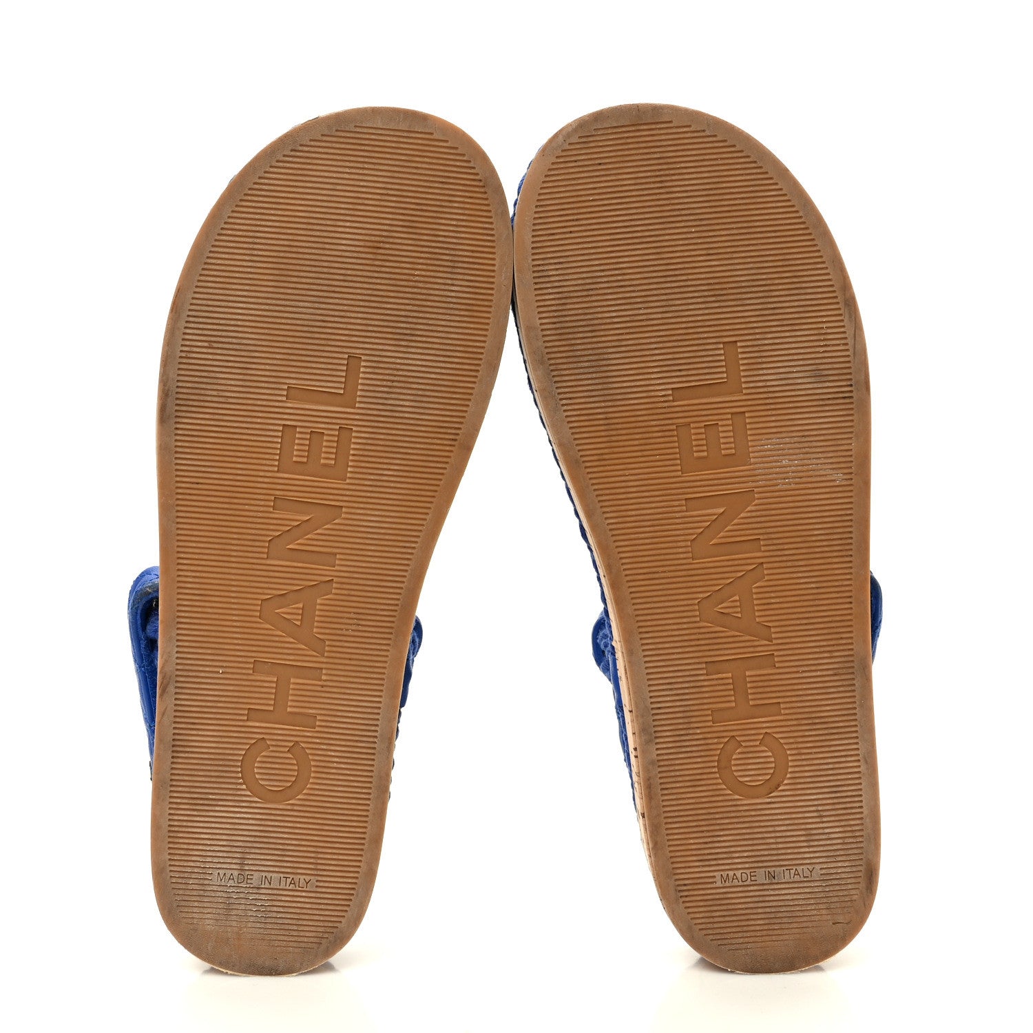 Chanel Cord Lambskin Quilted Logo Sandals 38 Blue 6 of 9