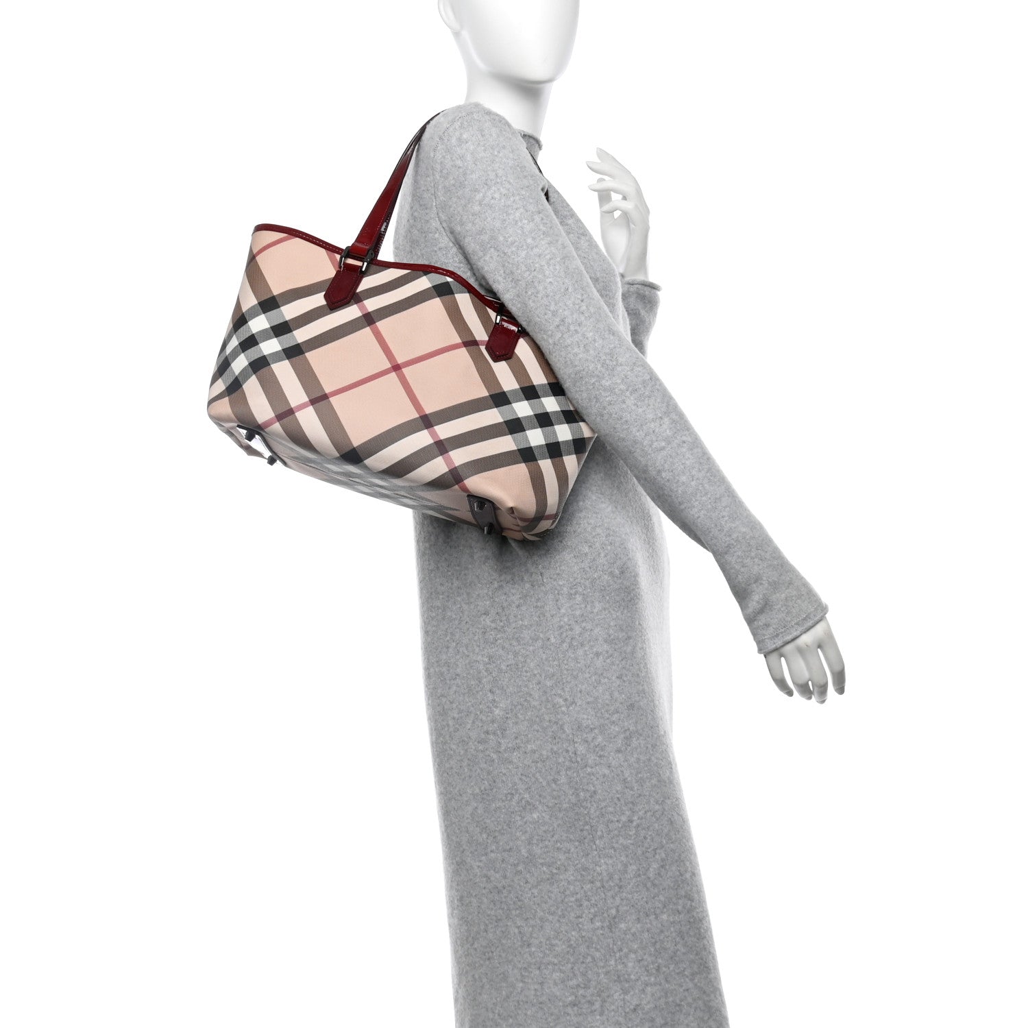 Burberry Nova Check Small Nickie Tote Raspberry 2 of 11
