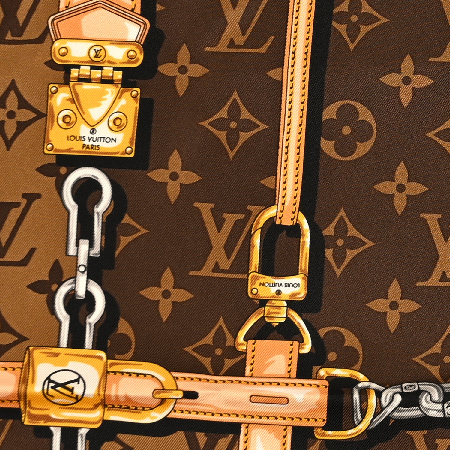 Louis Vuitton Silk Monogram Confidential Square Scarf Brown Brown 3 of 3