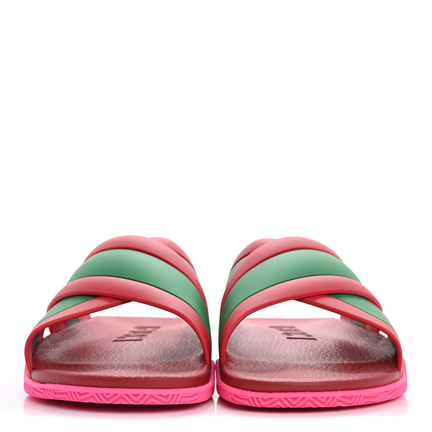 Gucci Rubber Web Womens Criss Cross Slide Sandals 39 Coral New Shamarock 3 of 10