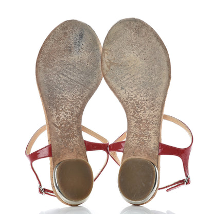 Chanel Patent CC Thong Sandals 38 Red 7 of 11
