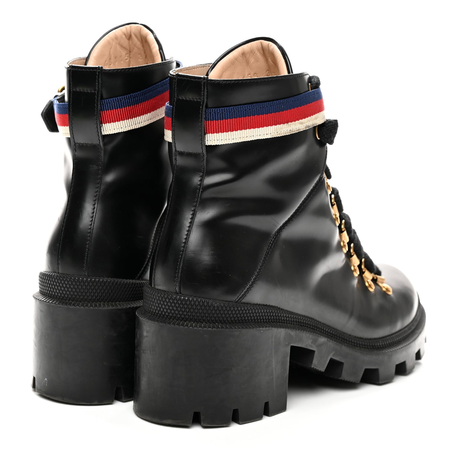 Calfskin Sylvie Web Womens Lace Up Combat Boots 37.5 Black