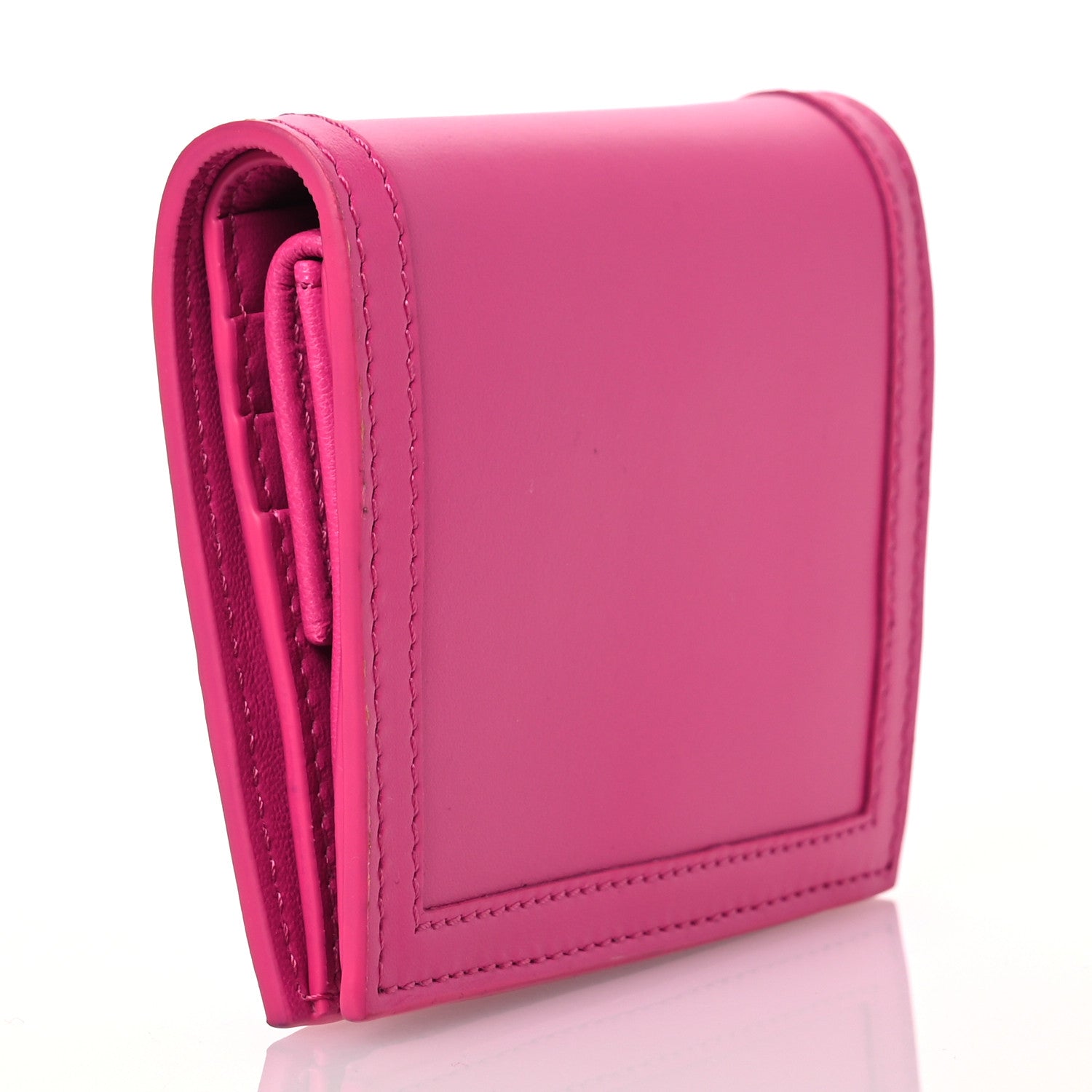 Versace Calfskin Greca Bi Fold Wallet Glossy Pink 3 of 12