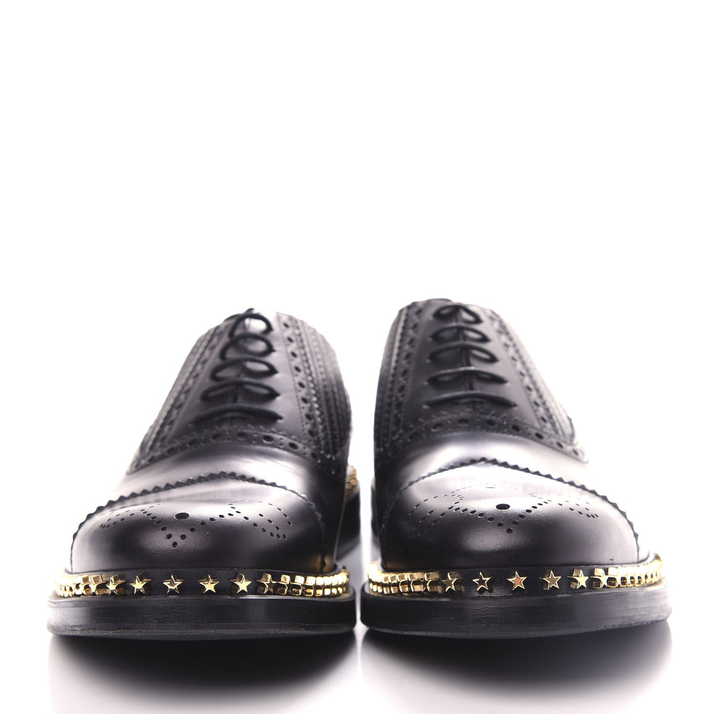 Calfskin Mens Star Studded Lace Up Oxfords 9 Black