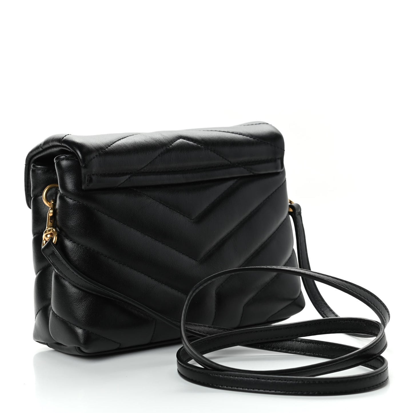 Calfskin Y Quilted Monogram Toy Loulou Crossbody Bag Black
