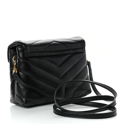 Saint Laurent Calfskin Y Quilted Monogram Toy Loulou Crossbody Bag Black 2 of 4
