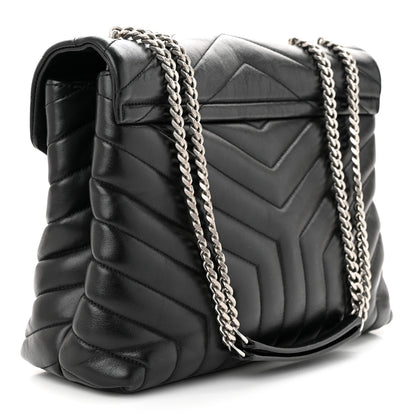 Saint Laurent Calfskin Y Quilted Monogram Medium Loulou Chain Satchel Black 3 of 11