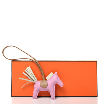 Hermes Milo Lambskin Grigri Rodeo Horse Bag Charm PM Mauve Sylvestre Craie Chai 3 of 4