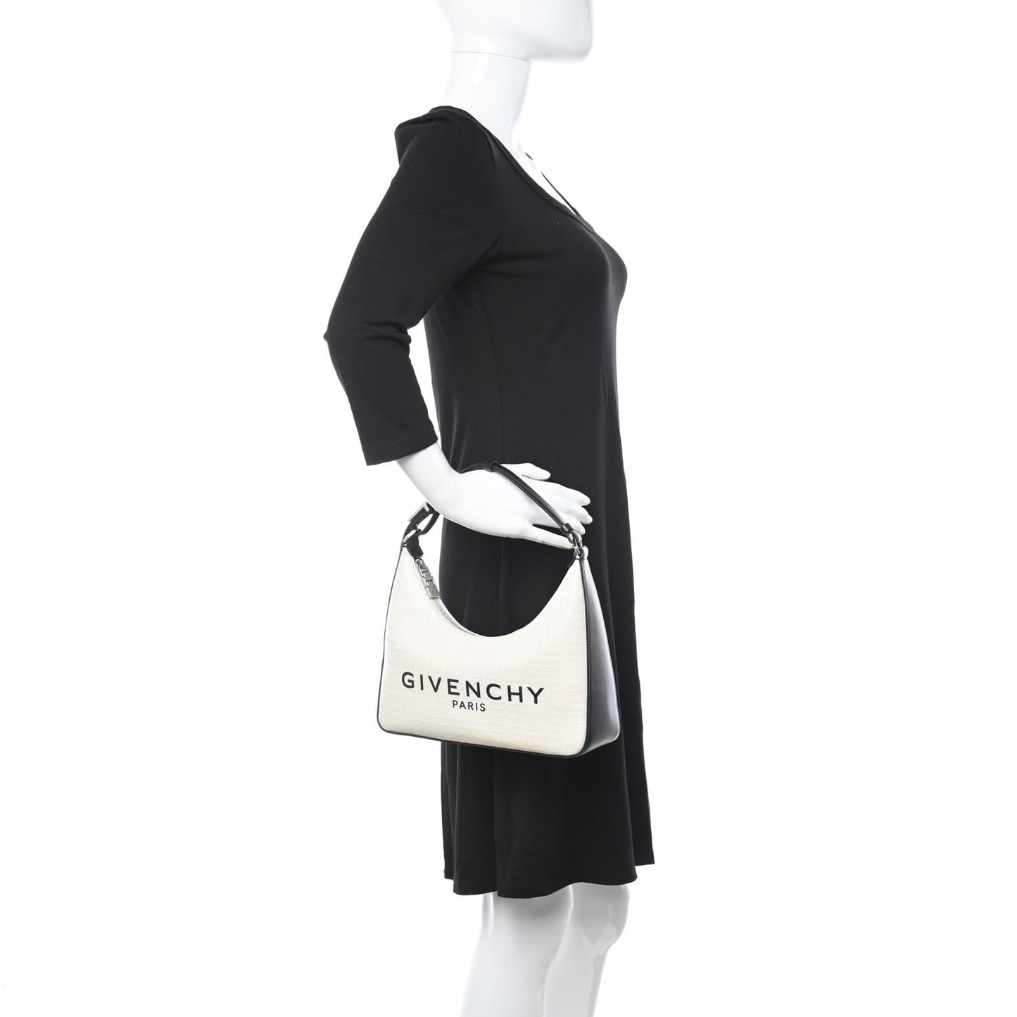 Coated Canvas Logo 4G Embossed Small Moon Cut Out Shoulder Bag Ivory