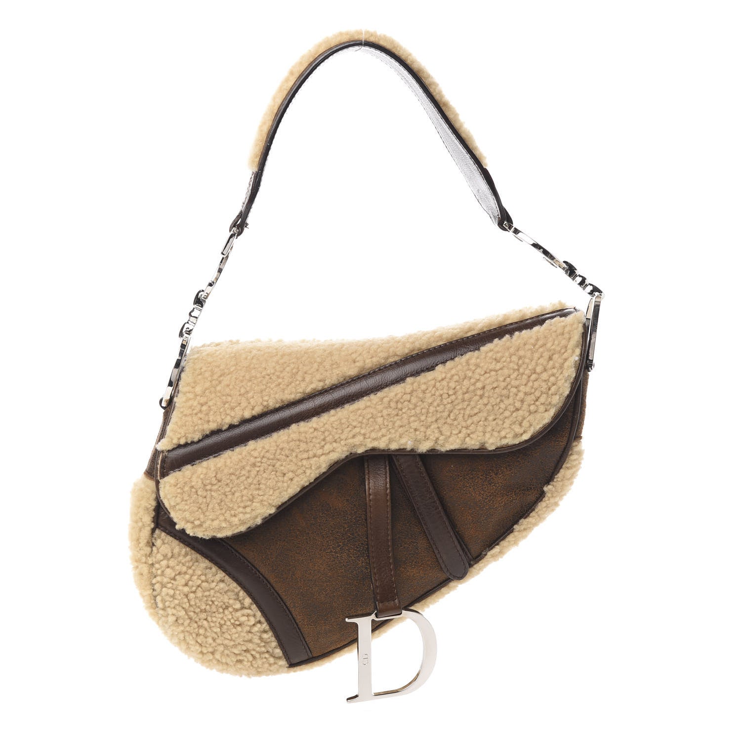 Christian Dior Shearling Flight Saddle Bag Brown 1 of 9