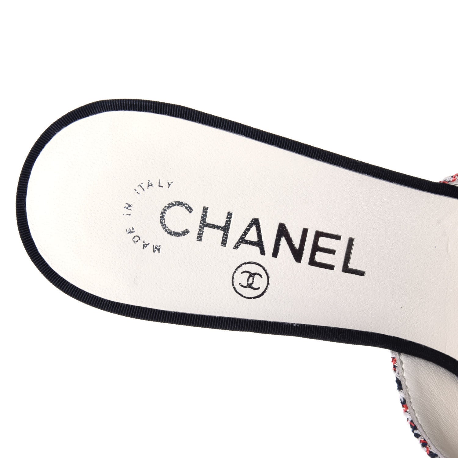 Chanel Tweed Grosgrain Pearl Cap Toe Mules 38 Black Red 8 of 11