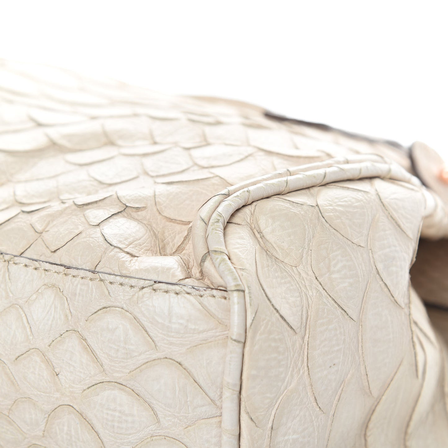 Python Embossed Calfskin Medium Alexa White