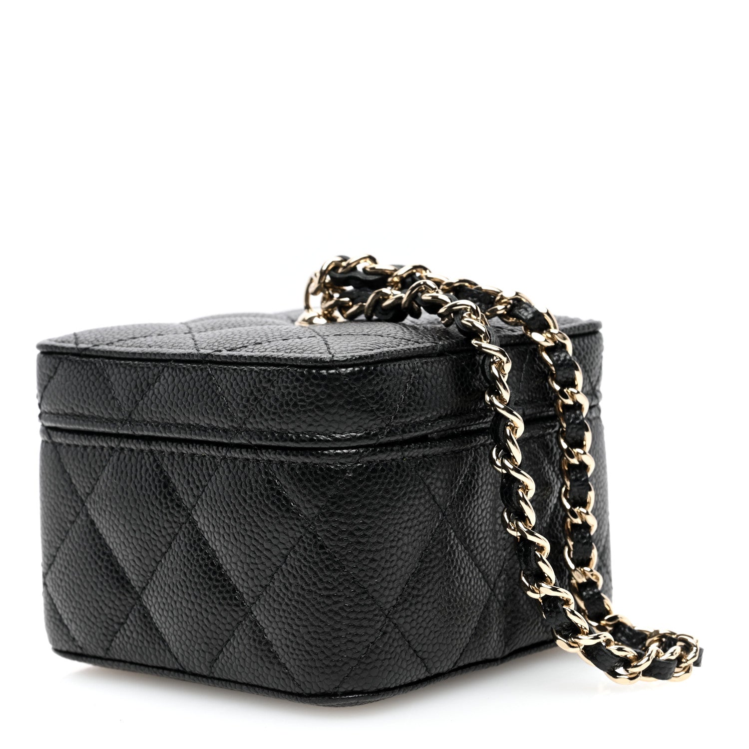 Chanel Caviar Quilted Mini Vanity Wrist Case With Chain Black 3 of 7
