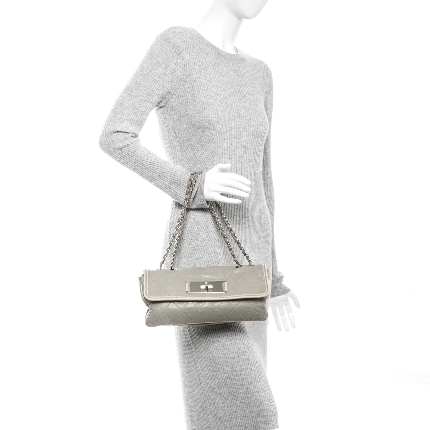 Chanel Lambskin East West Mademoiselle Flap Grey 2 of 12