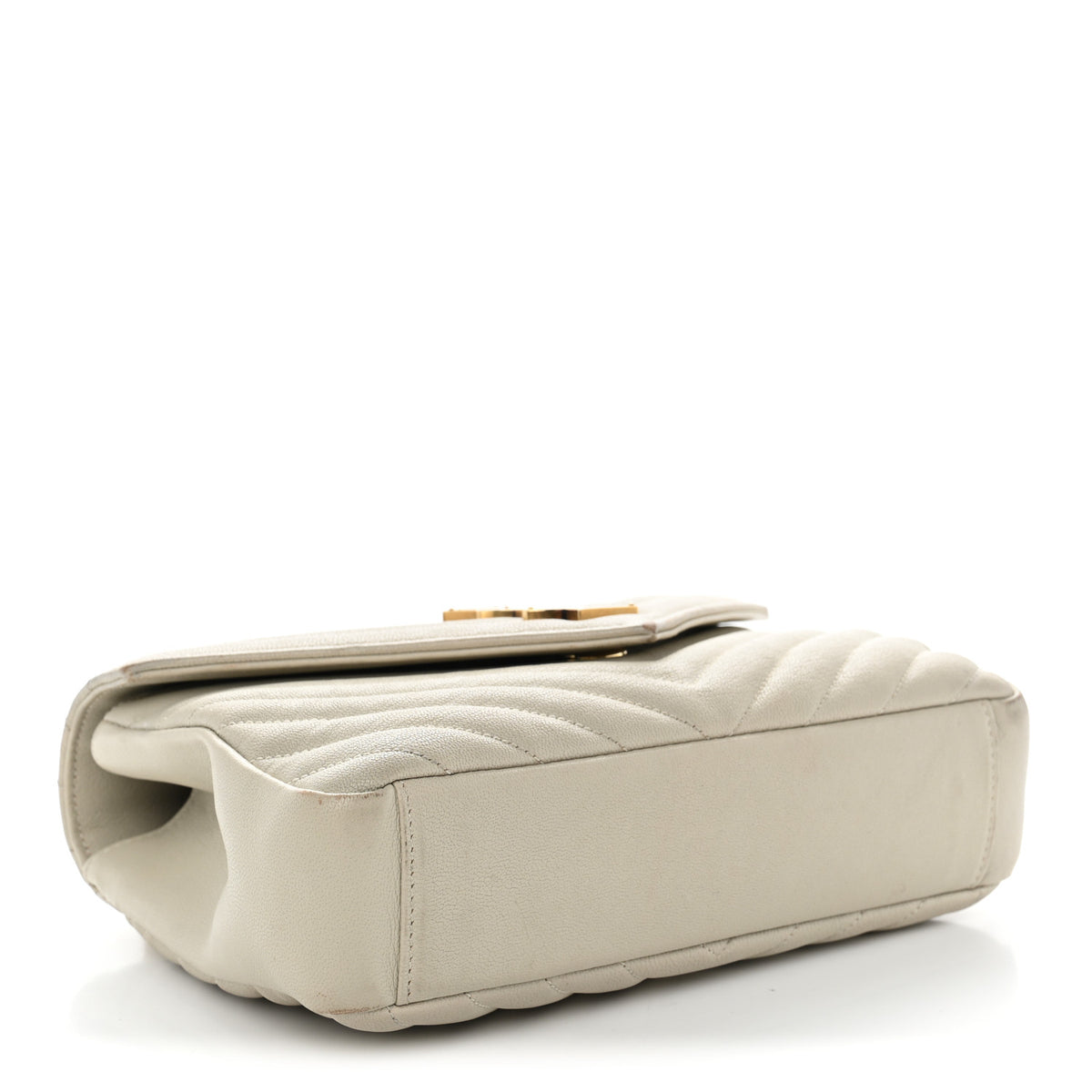 Saint Laurent Sheepskin Matelasse Chevron Monogram Medium College Bag Crema Soft 4 of 15