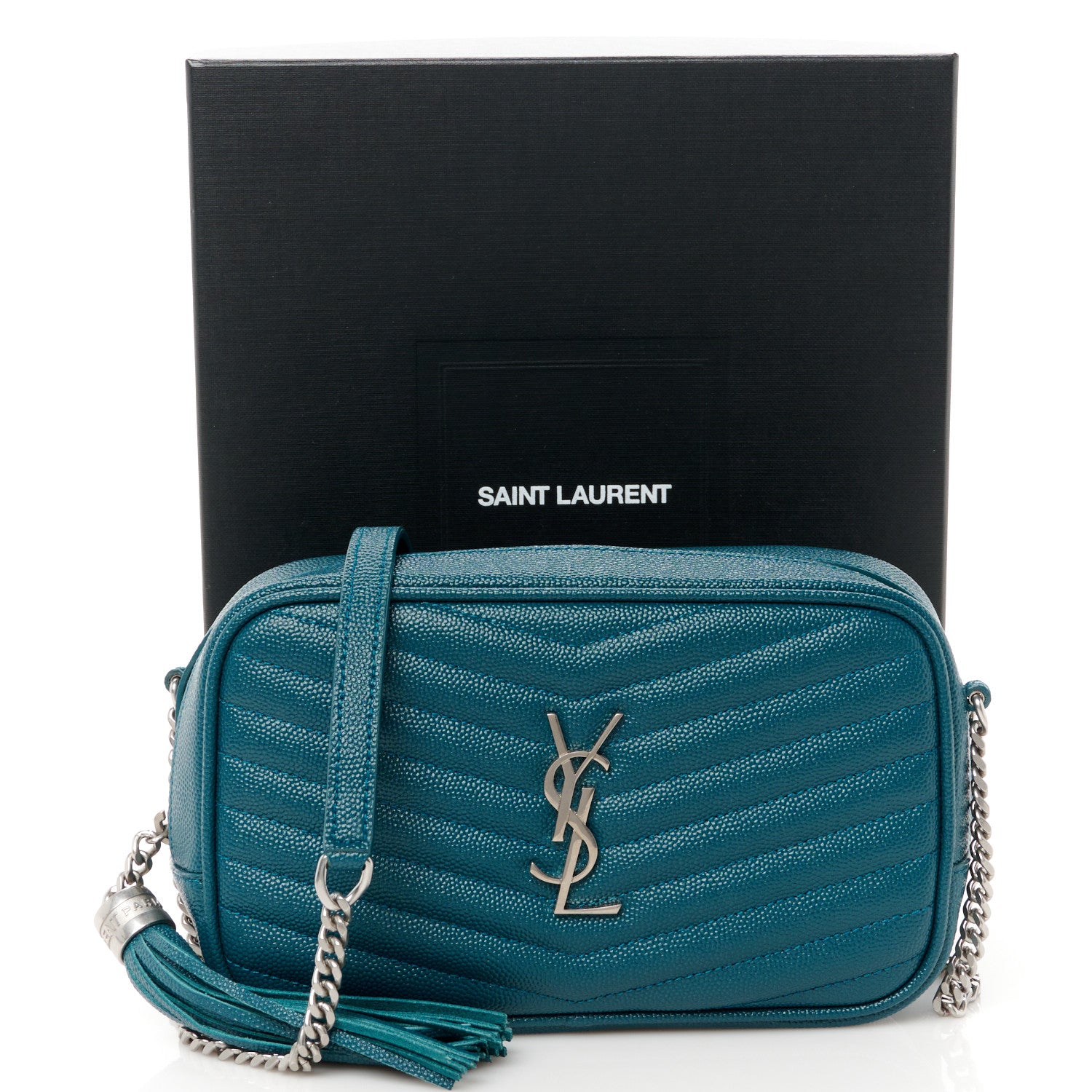 Saint Laurent Grain De Poudre Matelasse Monogram Mini Lou Camera Bag Petrol Green 11 of 11