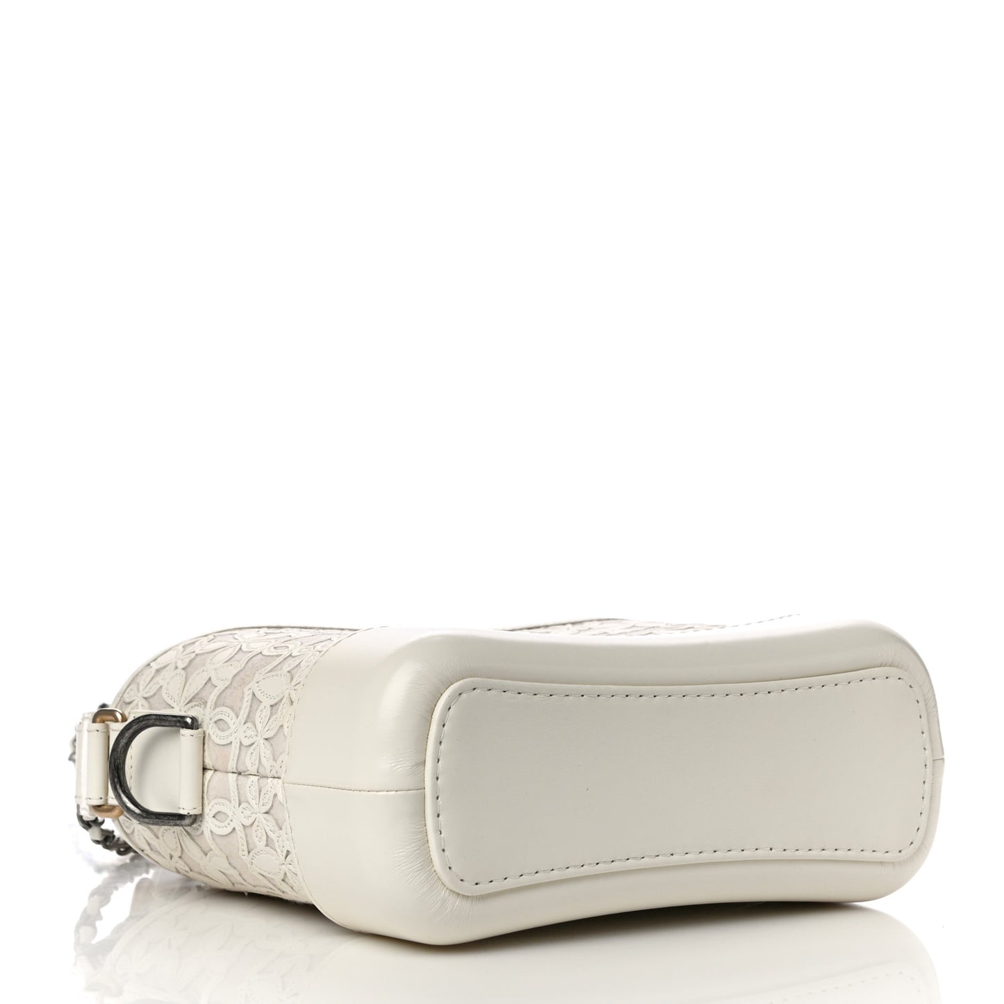 Calfskin Wool Felt Embossed Small Gabrielle Logo Hobo White