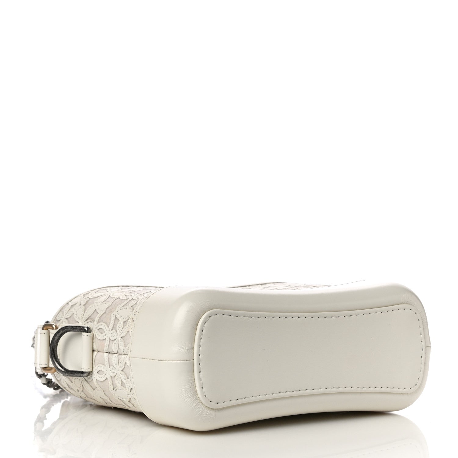 Chanel Calfskin Wool Felt Embossed Small Gabrielle Logo Hobo White 4 of 13