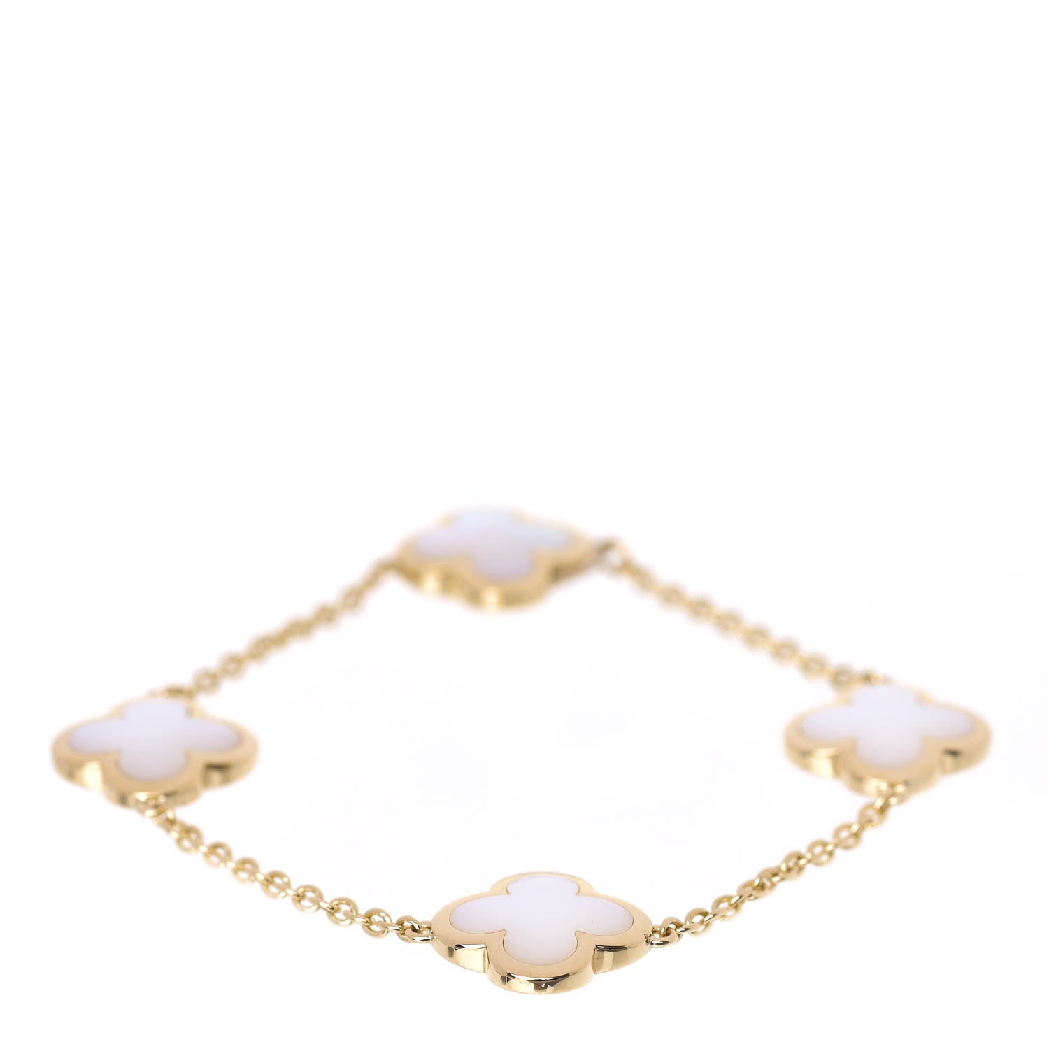 Van Cleef & Arpels 18K Yellow Gold Mother of Pearl 4 Motifs Pure Alhambra Bracelet 1 of 7