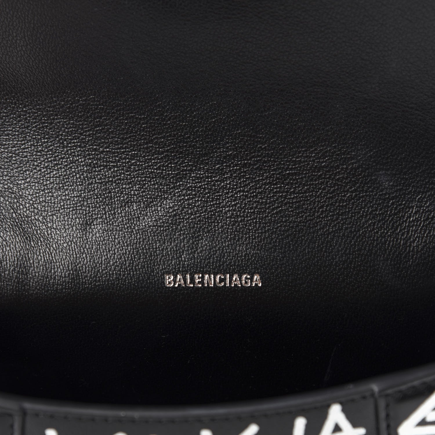 Balenciaga Calfskin Graffiti Hourglass Belt Bag S Black White 8 of 9