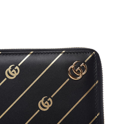 Gucci Moon Calfskin Diagonal GG Zip Around Wallet Black Gold 7 of 8