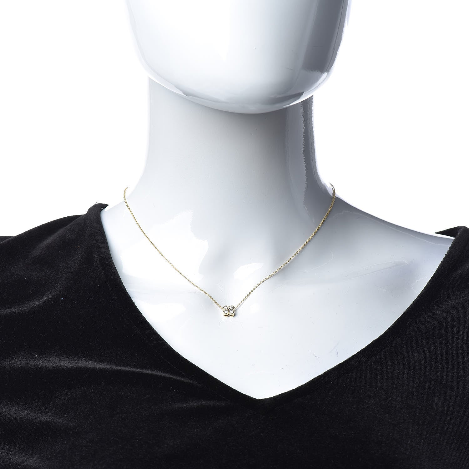 Tiffany 18K Yellow Gold Diamond Flower Pendant Necklace 2 of 6