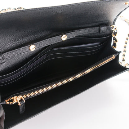 Prada Saffiano Metal Oro Chain Wallet Nero Black 5 of 7