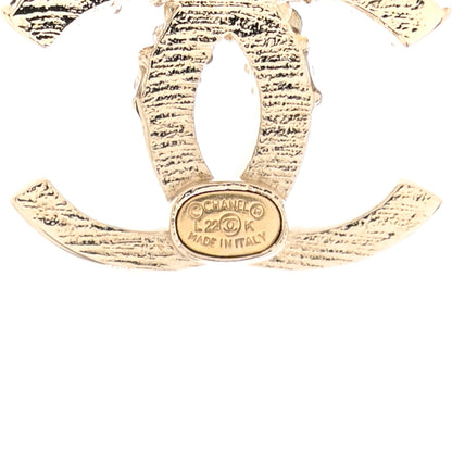 Chanel Crystal Bead CC Hoop Drop Earrings Light Gold 4 of 5