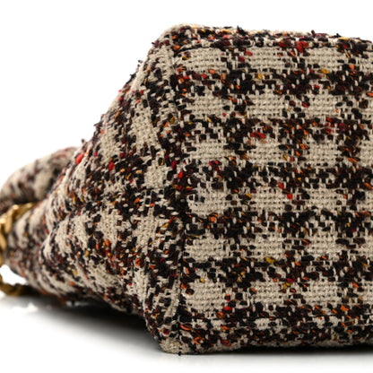 Saint Laurent Tweed Quilted Medium Loulou Puffer Monogram Chain Satchel Beige Umber Multicolor 9 of 12