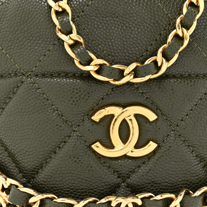 Chanel Caviar Quilted Coco First Bucket Clutch With Chain Khaki 8 of 11
