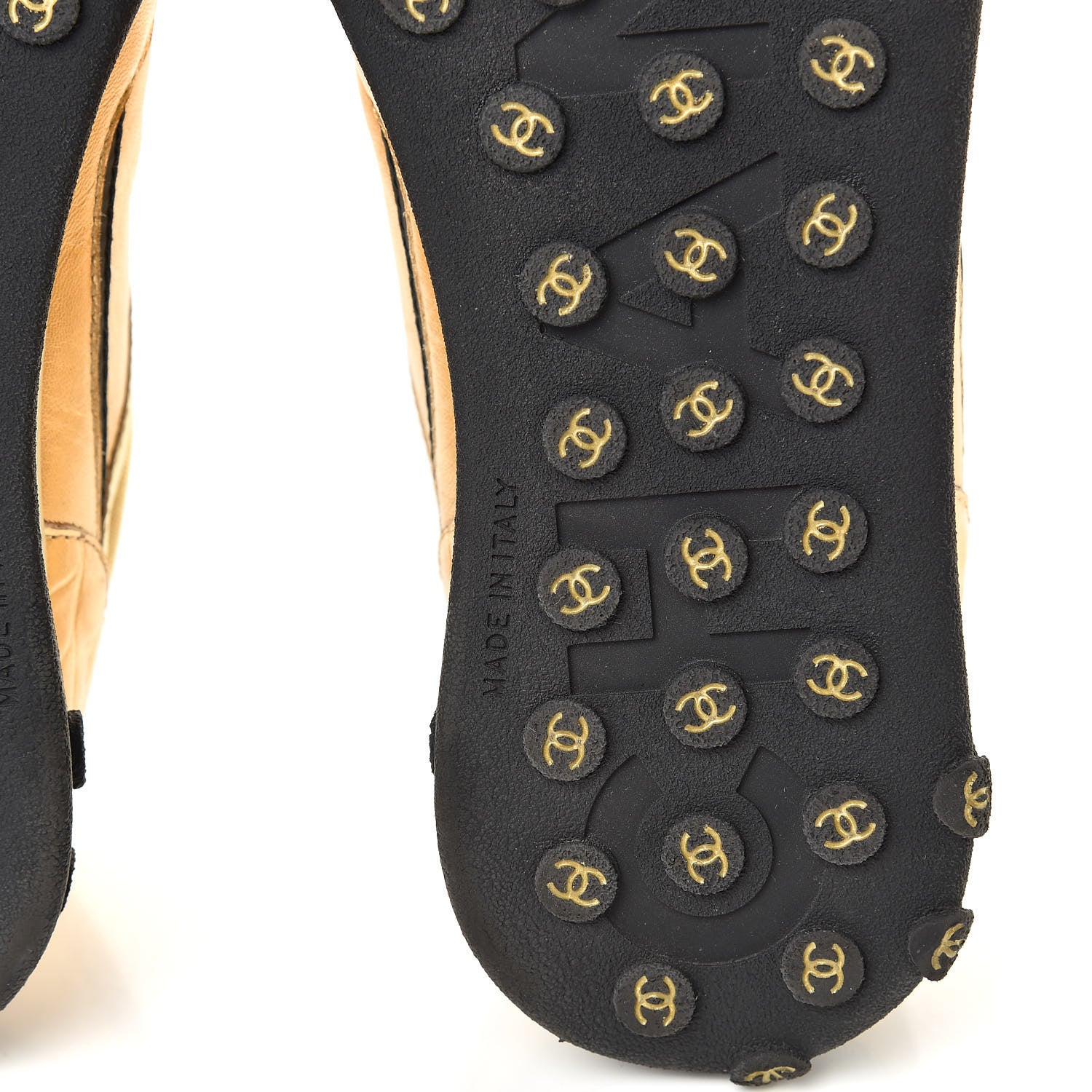 Chanel Metallic Lambskin Satin Finish CC Womens Sneakers 38 Gold 6 of 9