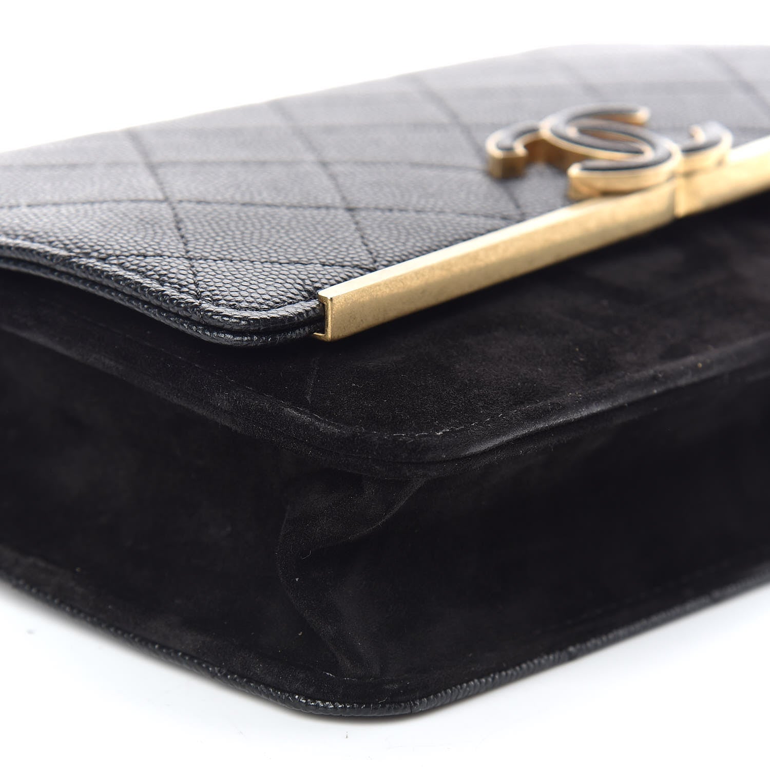 Chanel Caviar Suede Stitched Lady Coco Wallet On Chain WOC Black 9 of 15