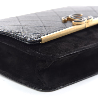 Chanel Caviar Suede Stitched Lady Coco Wallet On Chain WOC Black 9 of 15