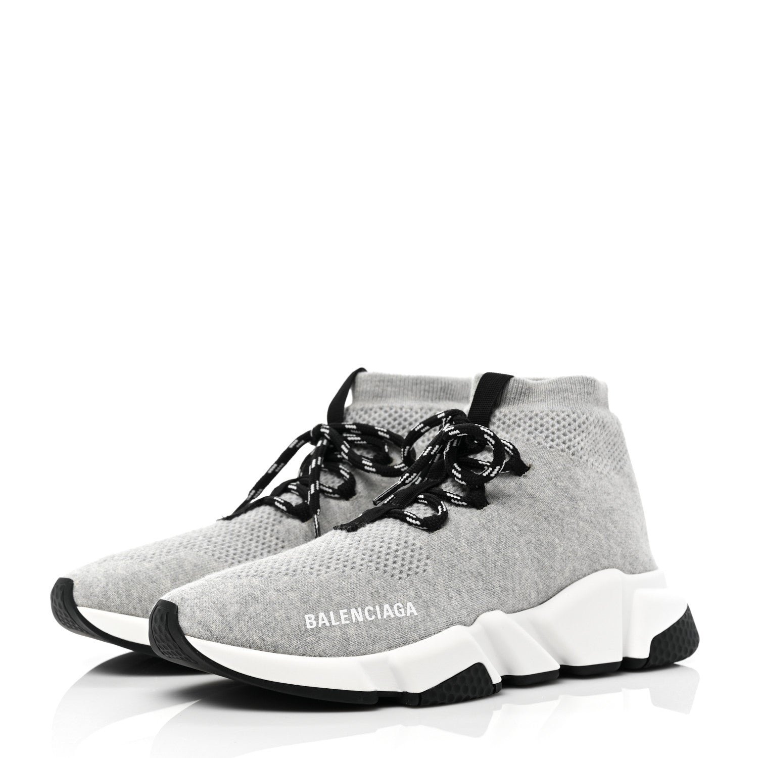 Balenciaga Sweatshirt Knit Womens Speed Lace Up Sneakers 38 Gris 3 of 6