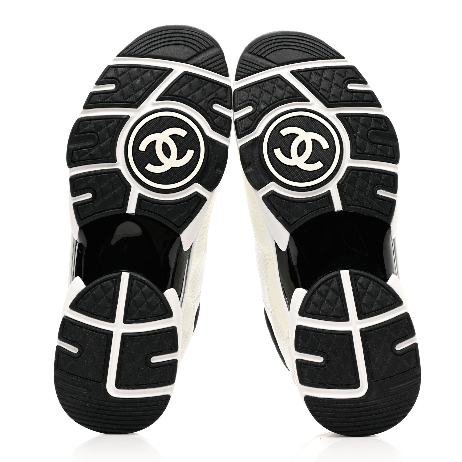 Chanel Mesh Suede Calfskin Grained Calfskin Womens CC Sneakers 39 White Black 5 of 8